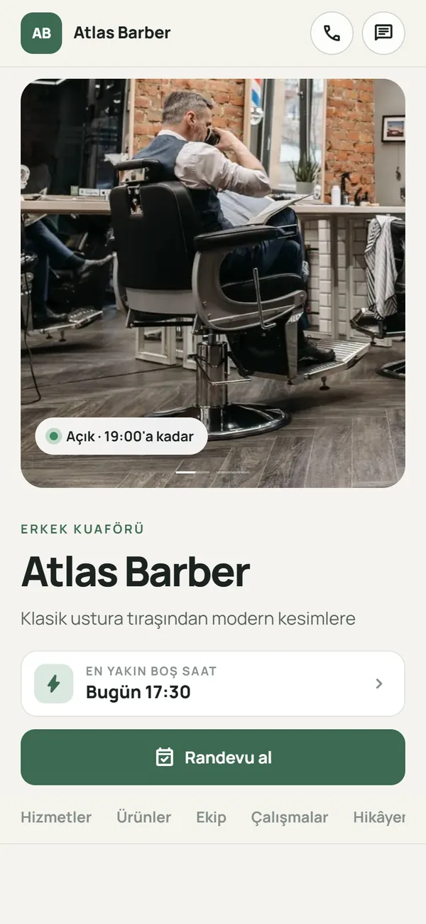 Web sitesi, sade görünümde.